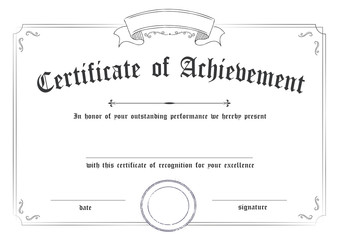 Horizontal classic certificate of achievement paper template background