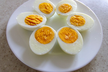 Cut boiled eggs with salt put as flower
