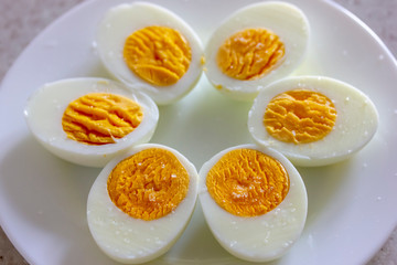 Cut boiled eggs with salt put as flower