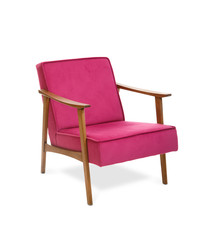 Pink Modern armchair on white background, included clipping path