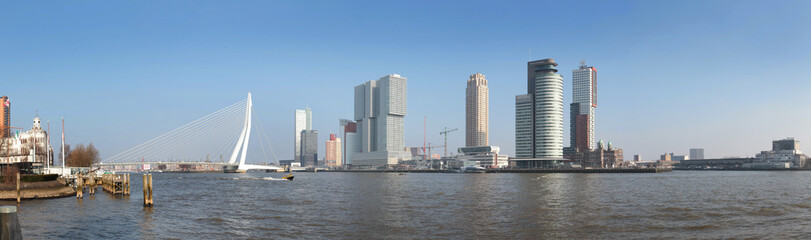 Fototapeta na wymiar Rotterdam Netherlands skyline kop van Zuid River Maas