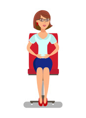 Fototapeta premium Elegant Lady Sitting in Chair Flat Illustration