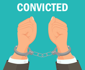 Handcuffed Hands, Fists Vector Banner Template