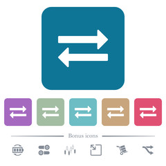 Exchange flat icons on color rounded square backgrounds