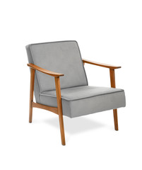 Modern grey armchair on white background, included clipping path