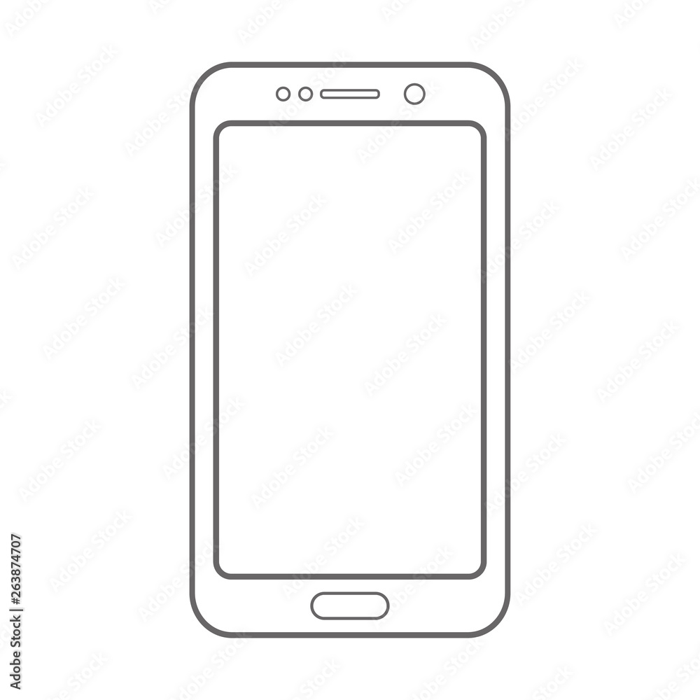 Fototapete Grey color smartphone mobile phone with power button and empty screen front view vector.