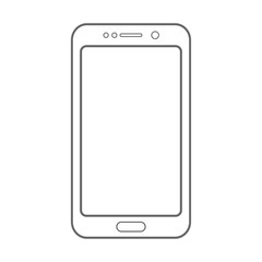 Grey color smartphone mobile phone with power button and empty screen front view vector.