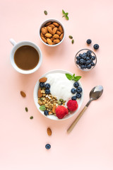 Healthy breakfast with yogurt and granola