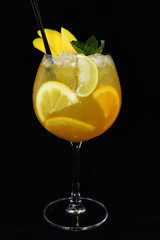 cocktail with ice and lemon