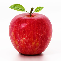 Fresh red apple isolated on white background. 3D illustration
