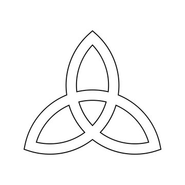 Triquetra sign icon. Leaf-like celtic symbol. Trinity or trefoil knot. Simple black outline vector illustration