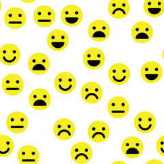 Emoji seamless pattern background. Simple yellow emoticons. Vector illustration