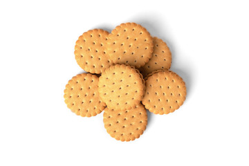 Cookies with milk filling isolated on white background