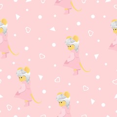 Cute vector seamless pattern with rats. Mouse pattern vector illustration.