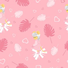 Cute vector seamless pattern with rats. Mouse pattern vector illustration.