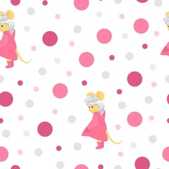 Cute vector seamless pattern with rats. Mouse pattern vector illustration.
