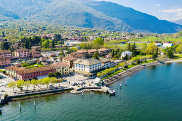 Fototapeta na wymiar Colico - Como Lake (IT) - aerial view