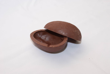 Opened chocolate easter egg