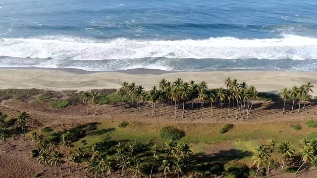 hyperlapse with drone of the beach of the winch Michoacan coast