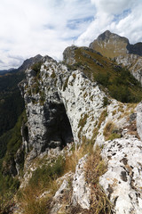 Alpi Apuane, Forte dei Marmi, Lucca, Tuscany, Italy. Arch of the Passo del Monte Forato. The town is considered of Community-environmental interest by the EEC.
