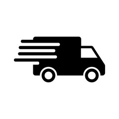  Truck or van, express delivery courier. Express Delivery Van service, truck courier, vector icon. Van or truck Courier sign.