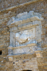 Symbol of Venice on the entrance of the Koules Fortress in Crete