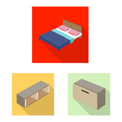 Vector design of bedroom and room logo. Collection of bedroom and furniture stock symbol for web.