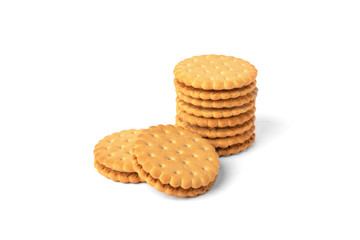 Cookies with milk filling isolated on white background