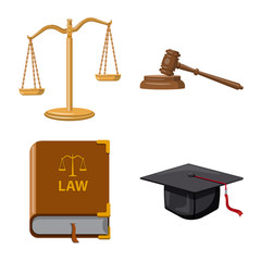 Isolated object of law and lawyer sign. Collection of law and justice stock vector illustration.