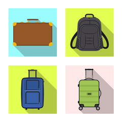 Vector illustration of suitcase and baggage icon. Collection of suitcase and journey stock symbol for web.
