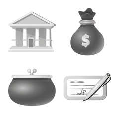 Isolated object of bank and money sign. Collection of bank and bill vector icon for stock.