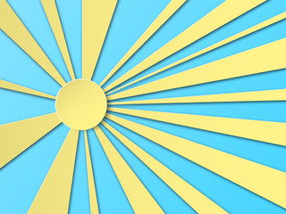 Paper cut sun. Layered design for posters, invitations, business cards, banners, advertising Vector illustration