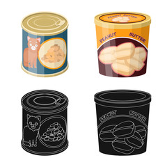 Vector design of can and food symbol. Collection of can and package stock symbol for web.