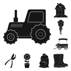 Isolated object of farm and agriculture sign. Collection of farm and plant vector icon for stock.
