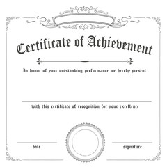  Square classic retro certificate of achievement paper template background