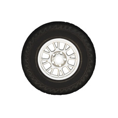All-season tire on wheel rim isolated on white background