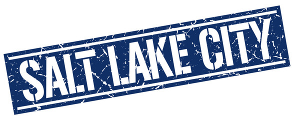 Salt Lake City blue square stamp