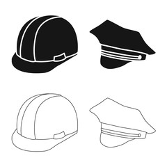 Isolated object of clothing and cap logo. Set of clothing and beret stock vector illustration.