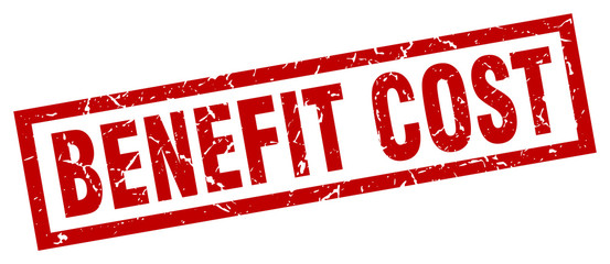 square grunge red benefit cost stamp