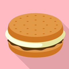 Marshmallow burger icon. Flat illustration of marshmallow burger vector icon for web design