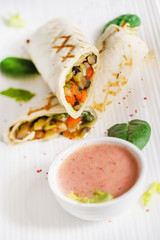 tortilla wrap with sauce