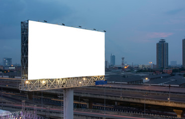 Fototapeta premium Billboard street on light trails for outdoor advertising poster or blank billboard for advertisement. street light.