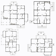 Architectural blueprint in top view background. Vector technical project background illustration