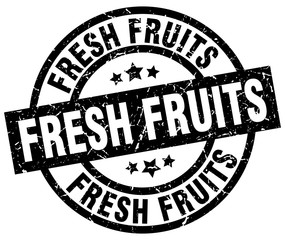 fresh fruits round grunge black stamp