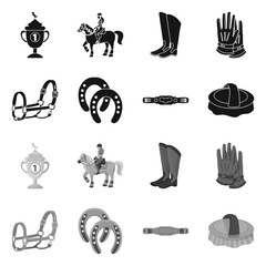 Isolated object of equipment and riding sign. Set of equipment and competition stock vector illustration.