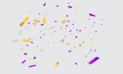 purple Yellow confetti Celebration carnival ribbons. luxury greeting rich card.