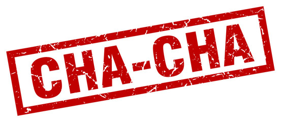 square grunge red cha-cha stamp
