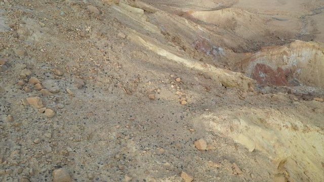 Aerial: Rocks and Terrain of a Desert in Negev Desert, Israel