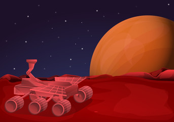 Mars rover concept banner. Cartoon illustration of mars rover vector concept banner for web design © nsit0108