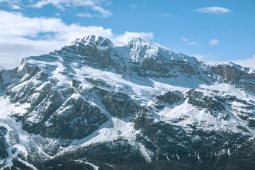 Alps, Dolomites, Italy view of mountains in winter.